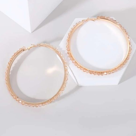 Jewelry - 3/$30 gold hoop crystal earrings
